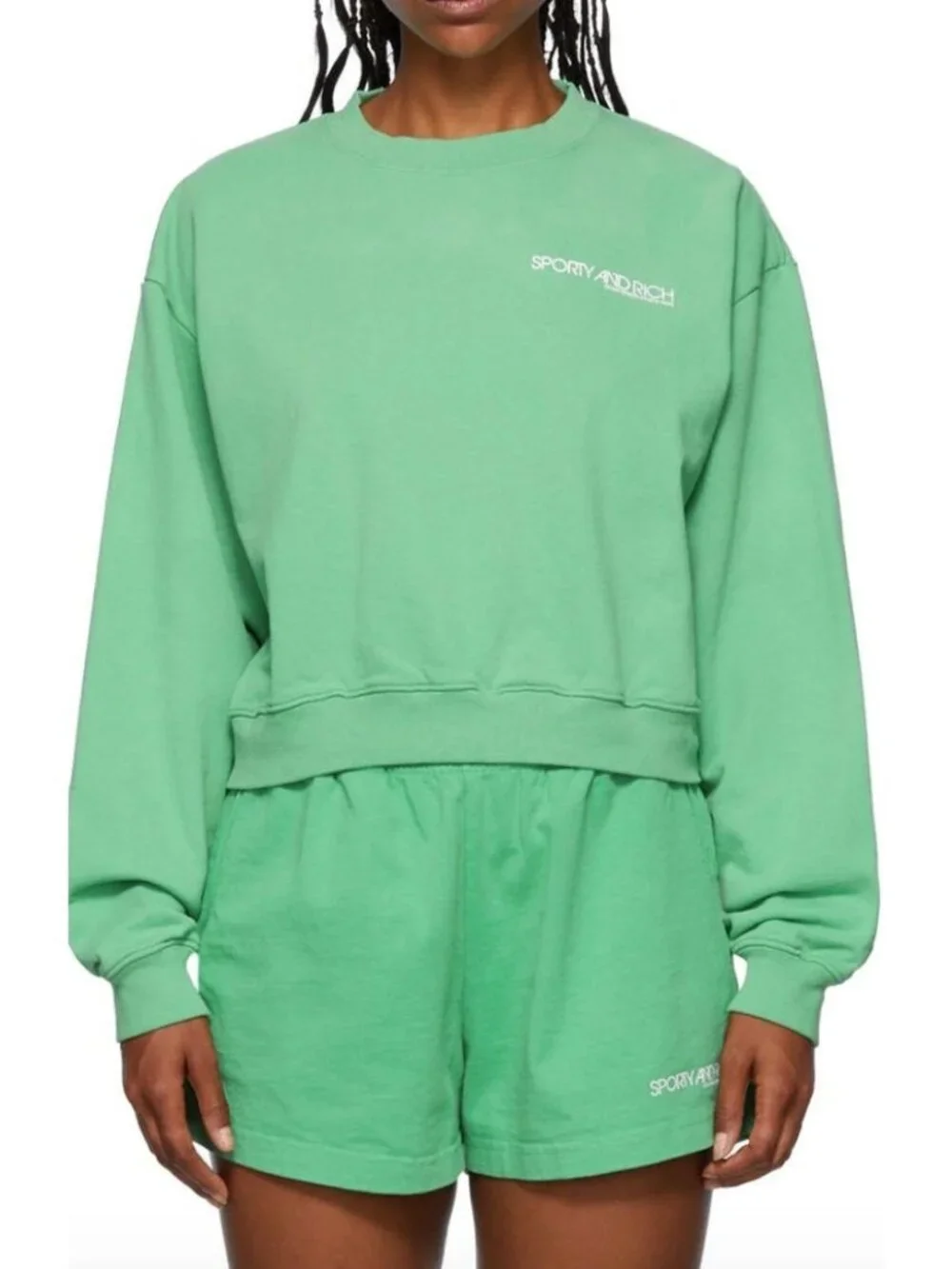 Sporty & Rich Disco Cropped Crewneck Sweatshirt Kelly Green Small